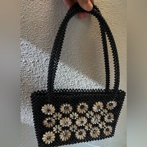 👜Black Beaded Flower Purse